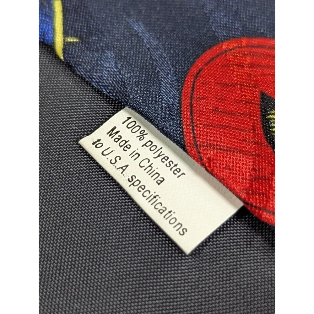 VTG Beverly Hills Polo Club Fish & Lures Neck Tie Navy Blue Trout Novelty 58